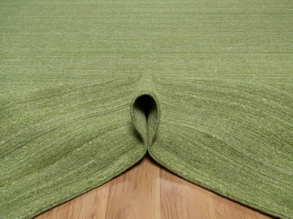 Modern / Contemporary hand-knotted wool rug in Green, 9'1" x 12'0", SKU O091189
