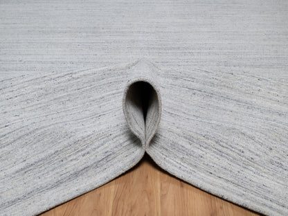 Ivory 12'0" x 17'11" Modern and Contemporary Handloom Wool Rug - Sku: O091193