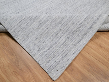 Ivory 12'0" x 17'11" Modern and Contemporary Handloom Wool Rug - Sku: O091193