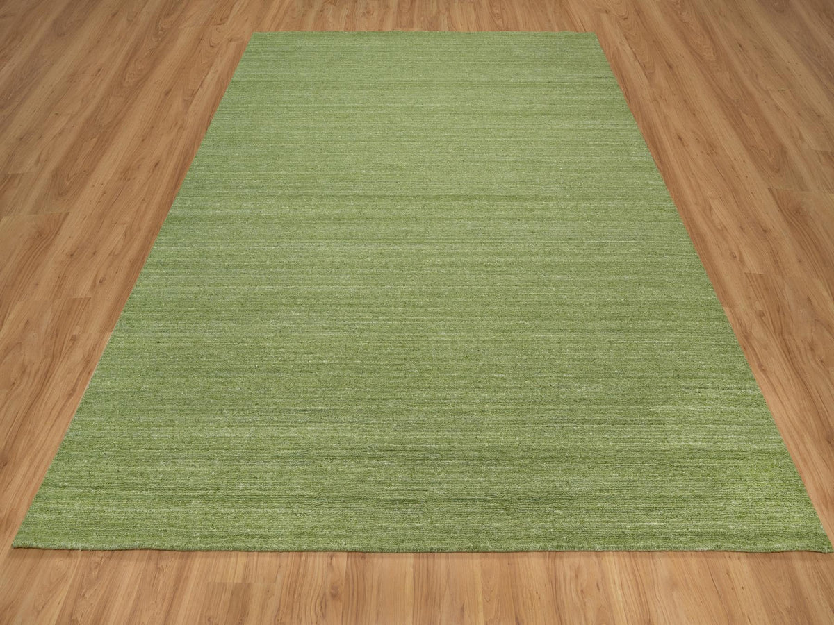 Modern / Contemporary hand-knotted wool rug in Green, 8'1" x 10'0", SKU O091194