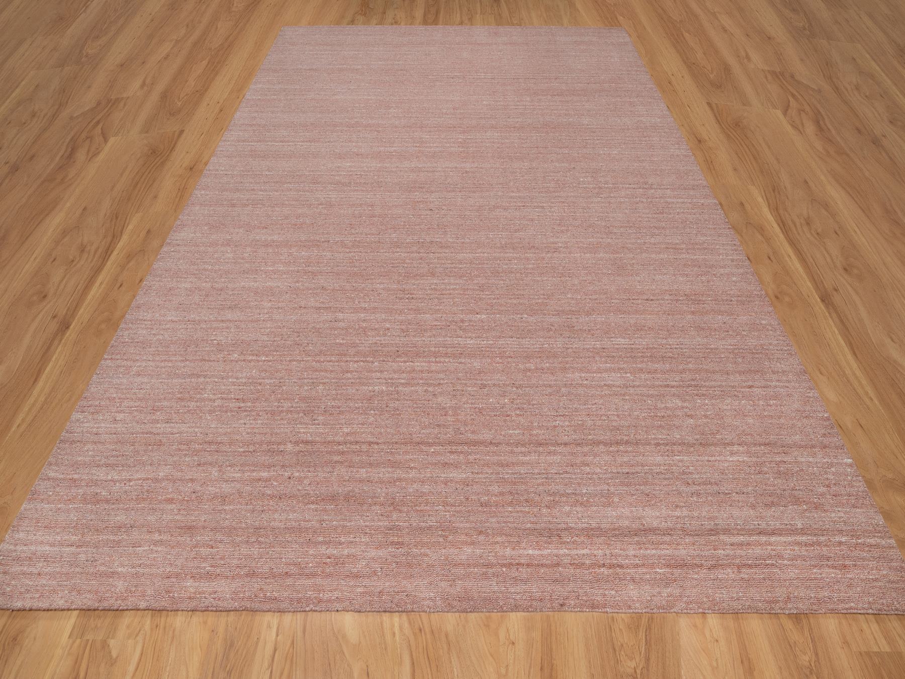 Pink 9'0" x 12'0" Modern and Contemporary Handloom Wool Rug - Sku: O091196