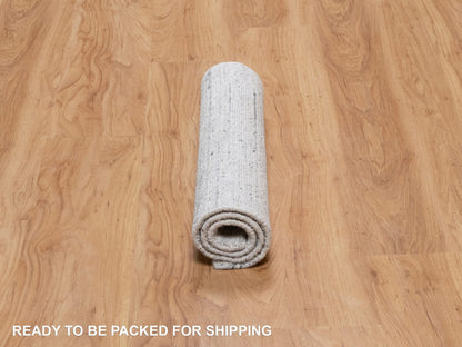 Ivory 2'0" x 3'0" Modern and Contemporary Handloom Wool Rug - Sku: O091203