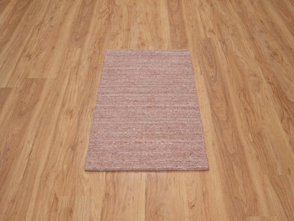 Pink 2'0" x 3'0" Modern / Contemporary Handloom Wool Rug - Sku: O091205