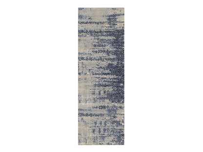 Grey 2'7" x 7'11" Modern / Contemporary Hand knotted Wool/Silk Rug - Sku: O091209