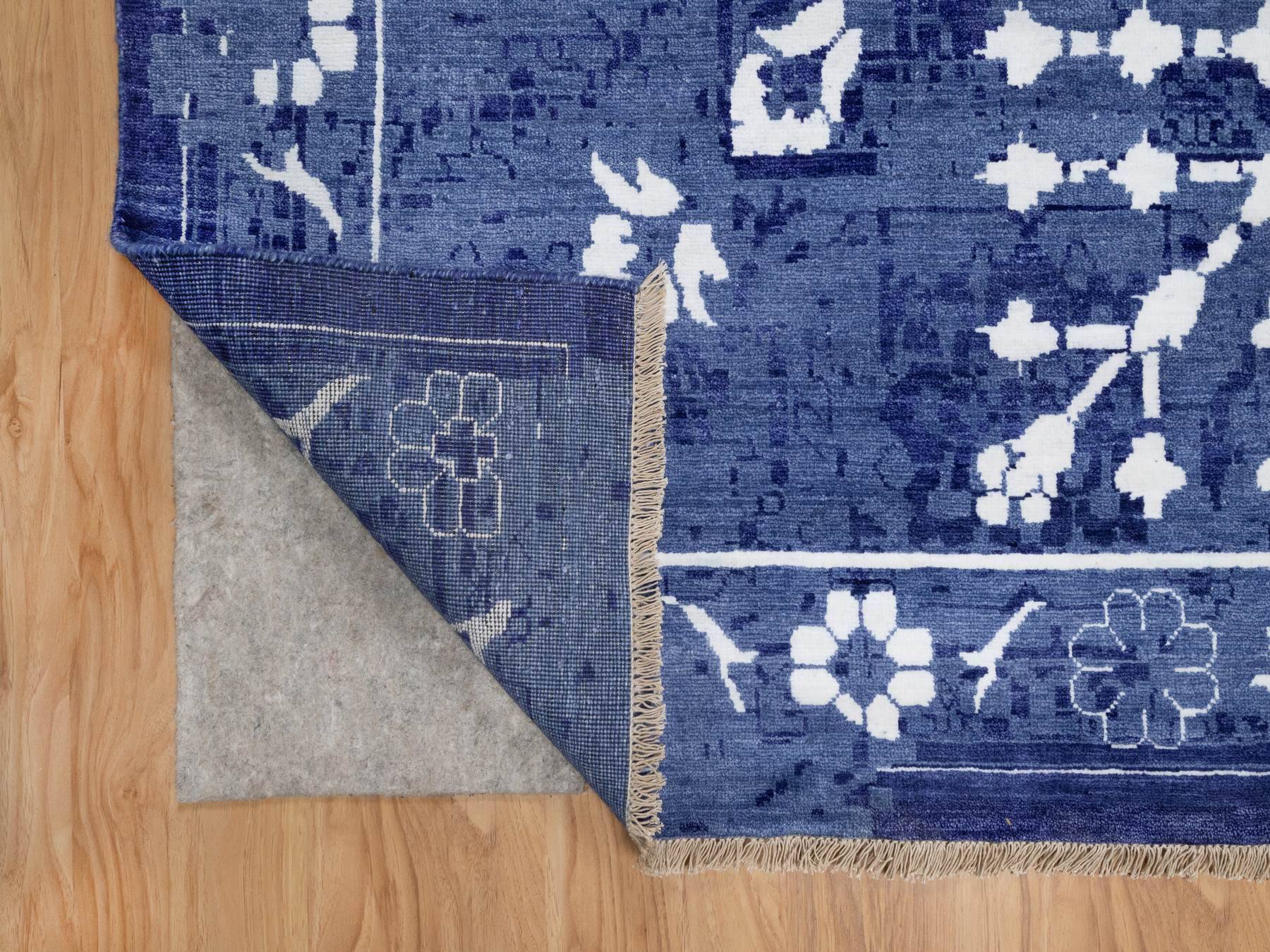 Tabriz Transitional hand-knotted wool/silk rug in Blue, 9'10" x 14'0", SKU O091227