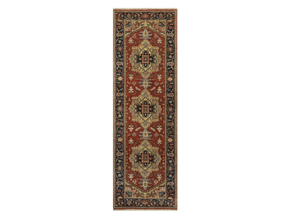 Red 2'6" x 8'0" Traditional Hand knotted Wool Rug - Sku: O091240