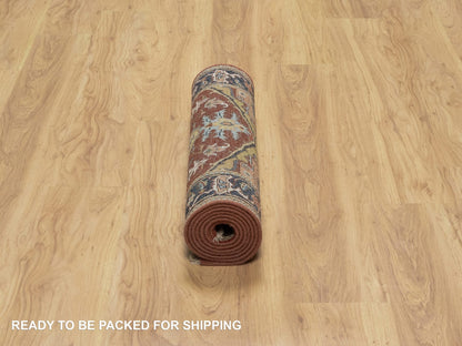 Red 2'6" x 8'0" Traditional Hand knotted Wool Rug - Sku: O091240