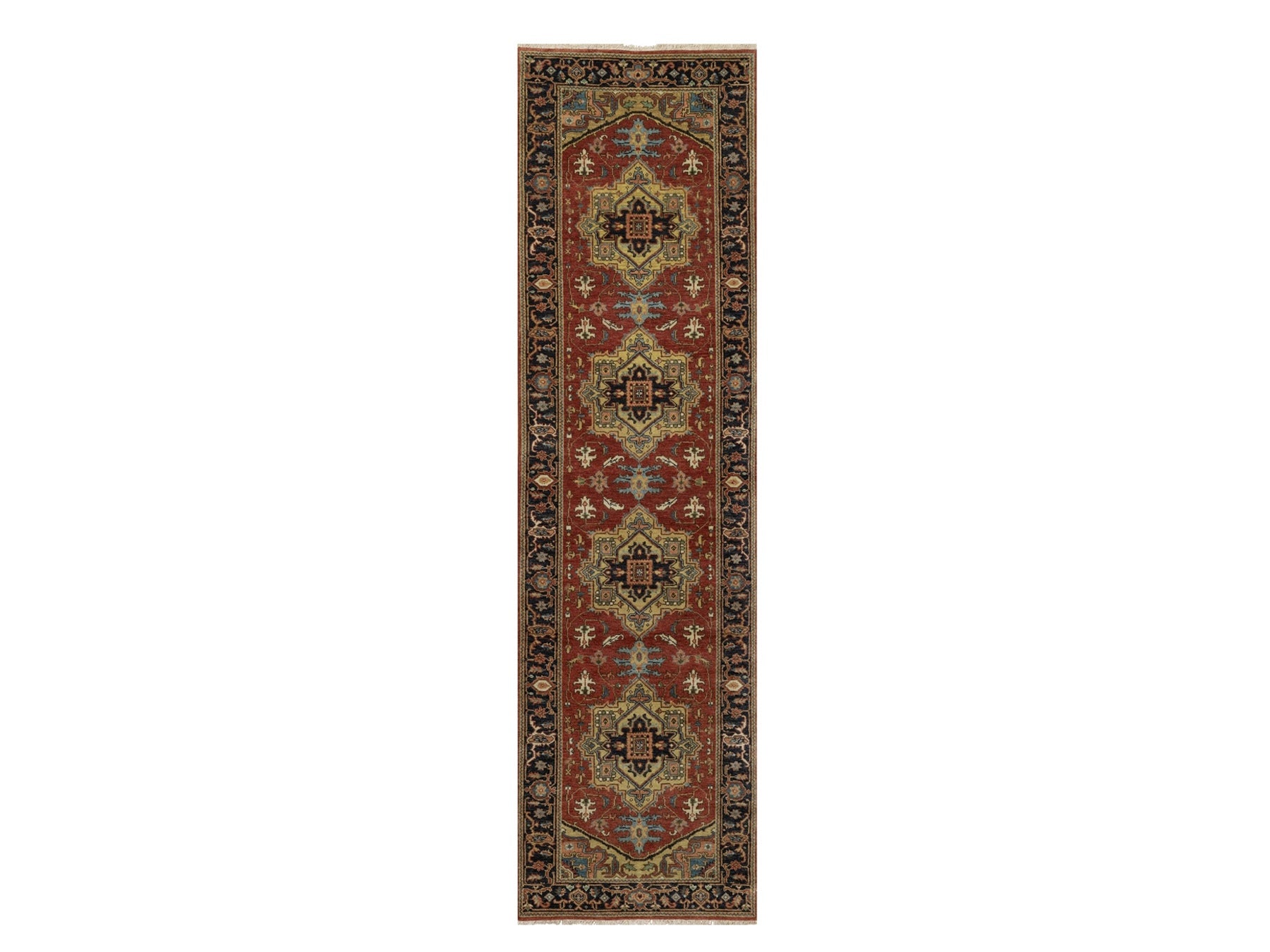 Red 2'8" x 9'11" Traditional Hand knotted Wool Rug - Sku: O091243