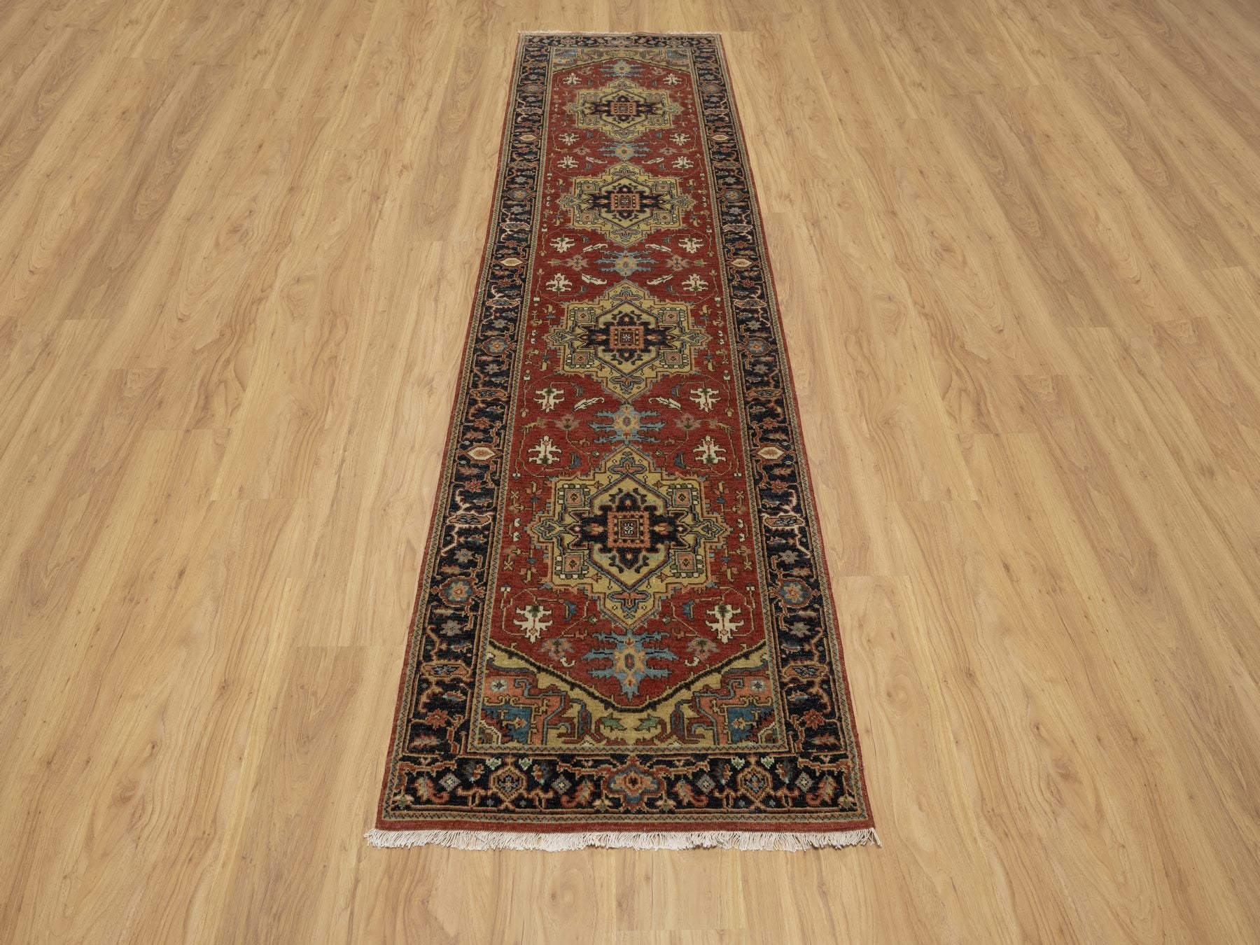 Red 2'8" x 9'11" Traditional Hand knotted Wool Rug - Sku: O091243