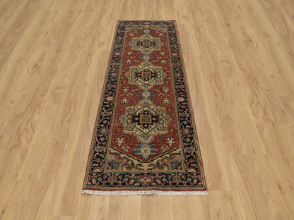 Red 2'8" x 7'11" Traditional Hand knotted Wool Rug - Sku: O091244