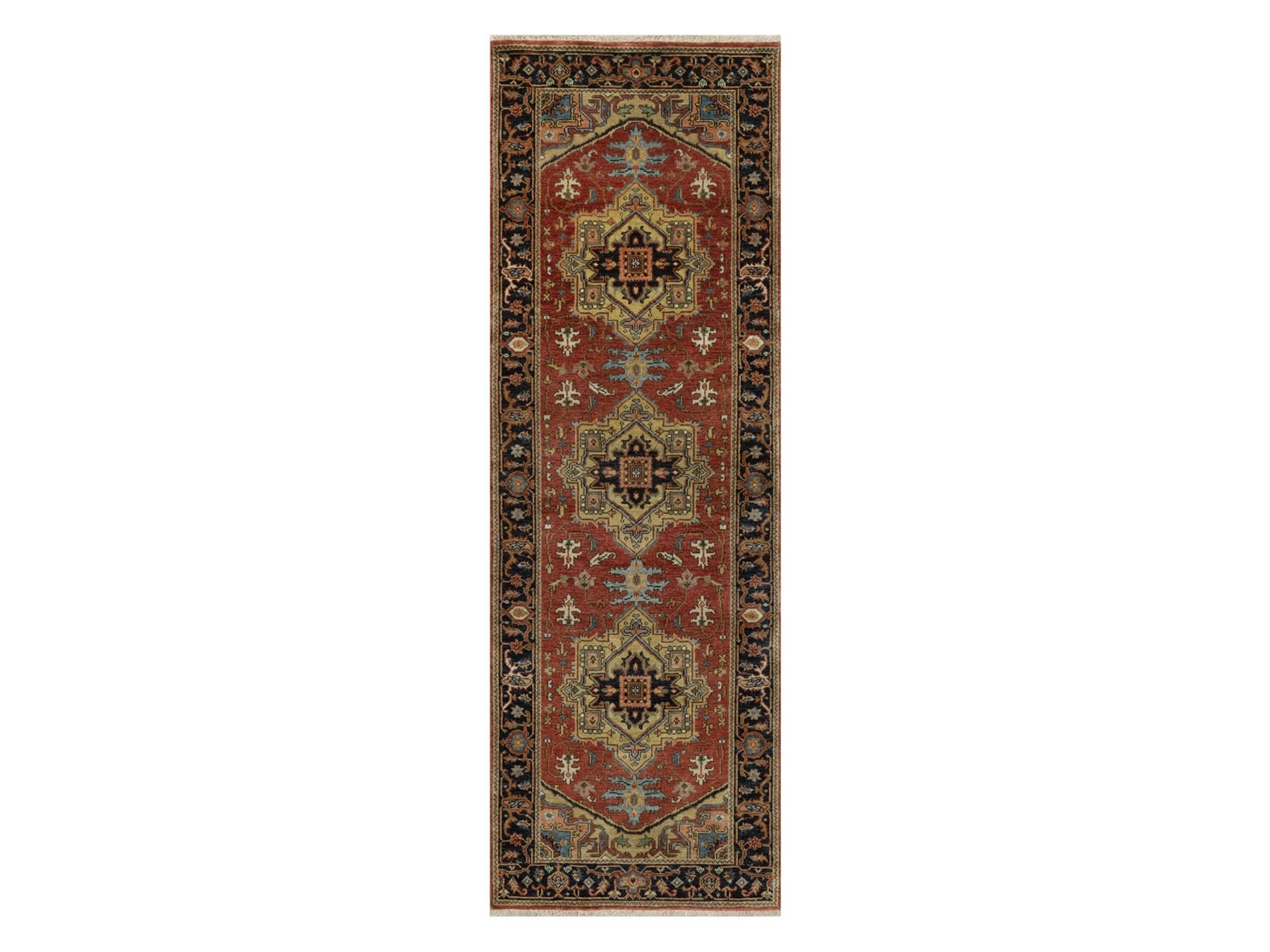Heriz Traditional hand-knotted wool runner in Red, 2'7" x 7'10", SKU O091246