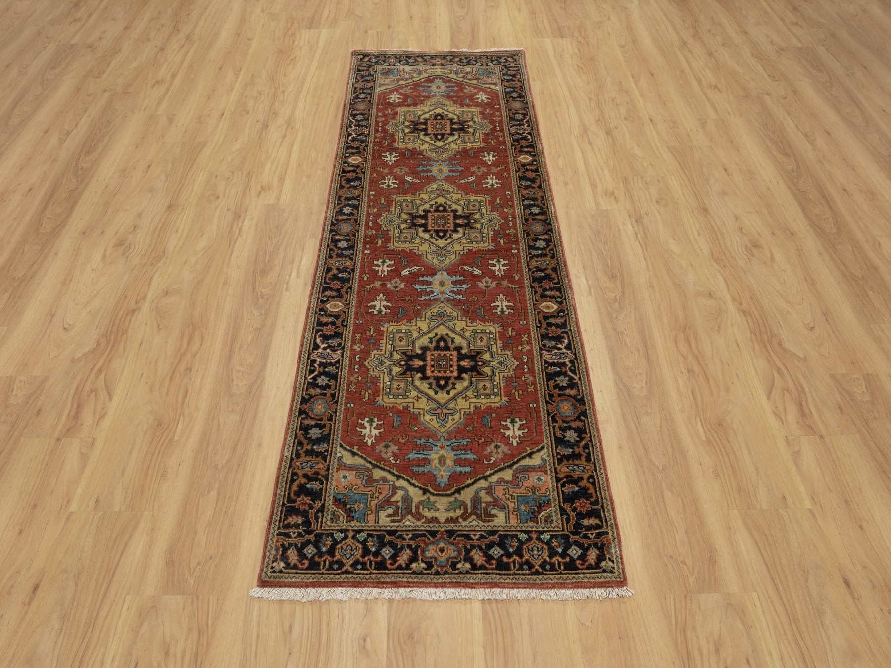 Heriz Traditional hand-knotted wool runner in Red, 2'7" x 7'10", SKU O091246