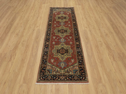 Red 2'7" x 7'10" Traditional Hand knotted Wool Rug - Sku: O091246