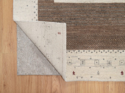 Ivory 5'0" x 7'11" Modern and Contemporary Hand knotted Wool Rug - Sku: O091248