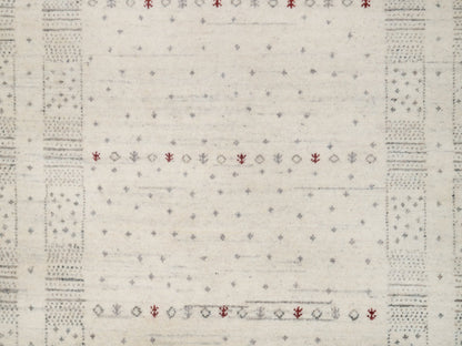 Ivory 5'0" x 7'11" Modern and Contemporary Hand knotted Wool Rug - Sku: O091248