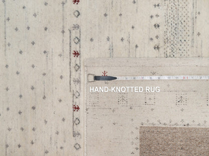 Ivory 5'0" x 7'11" Modern and Contemporary Hand knotted Wool Rug - Sku: O091248