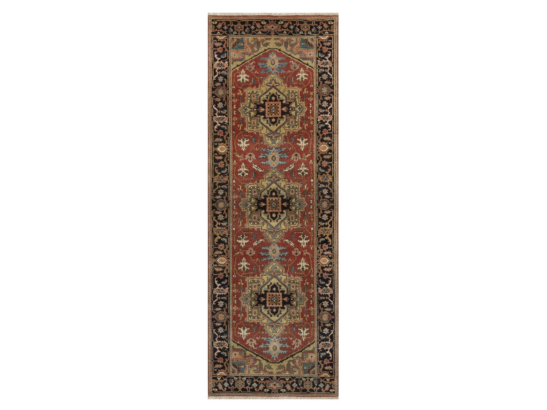 Heriz Traditional hand-knotted wool runner in Red, 2'7" x 7'10", SKU O091251