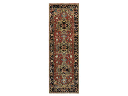 Red 2'7" x 7'10" Traditional Hand knotted Wool Rug - Sku: O091251