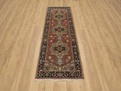 Red 2'7" x 7'10" Traditional Hand knotted Wool Rug - Sku: O091251