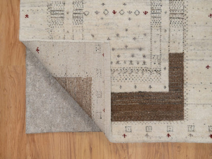 Ivory 2'7" x 3'11" Modern and Contemporary Hand knotted Wool Rug - Sku: O091261