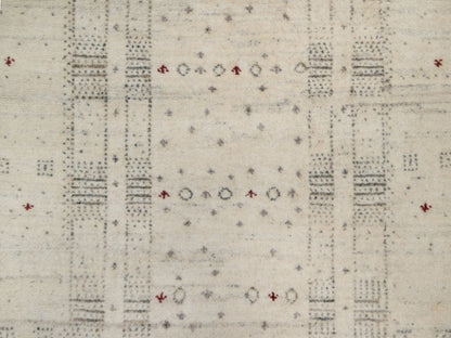 Ivory 2'7" x 3'11" Modern and Contemporary Hand knotted Wool Rug - Sku: O091261