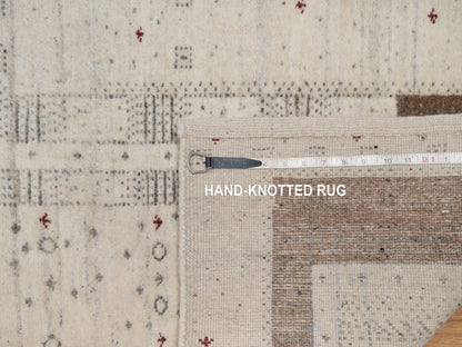 Ivory 2'7" x 3'11" Modern and Contemporary Hand knotted Wool Rug - Sku: O091261