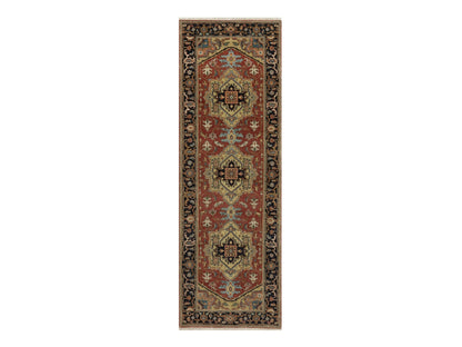 Red 2'7" x 7'11" Traditional Hand knotted Wool Rug - Sku: O091263