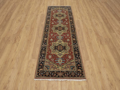 Red 2'7" x 7'11" Traditional Hand knotted Wool Rug - Sku: O091263