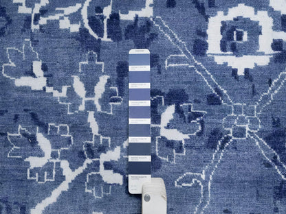 Tabriz Transitional hand-knotted wool/silk rug in Blue, 11'9" x 15'0", SKU O091265