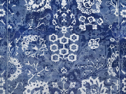 Blue 11'9" x 15'0" Transitional Hand knotted Wool/Silk Rug - Sku: O091265