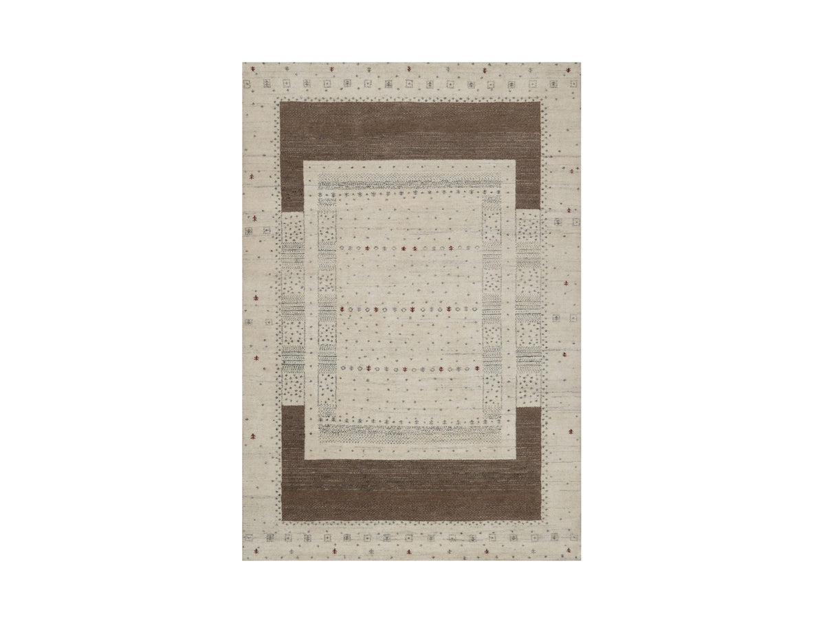 Gabbeh Modern / Contemporary hand-knotted wool rug in Ivory, 4'11" x 7'0", SKU O091267