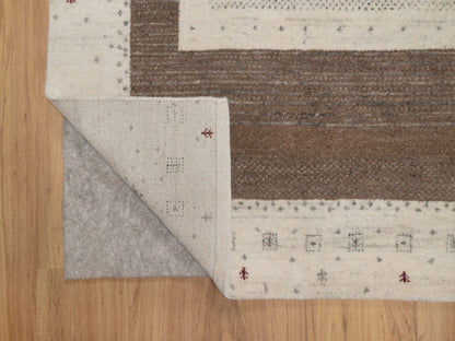 Ivory 4'11" x 7'0" Modern and Contemporary Hand knotted Wool Rug - Sku: O091267