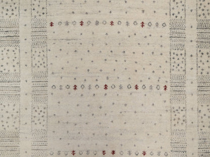 Ivory 4'11" x 7'0" Modern and Contemporary Hand knotted Wool Rug - Sku: O091267