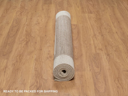 Ivory 4'11" x 7'0" Modern and Contemporary Hand knotted Wool Rug - Sku: O091267