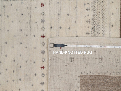 Ivory 4'11" x 7'0" Modern and Contemporary Hand knotted Wool Rug - Sku: O091267