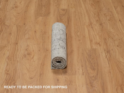Grey 2'0" x 3'0" Modern / Contemporary Hand knotted Wool Rug - Sku: O091271