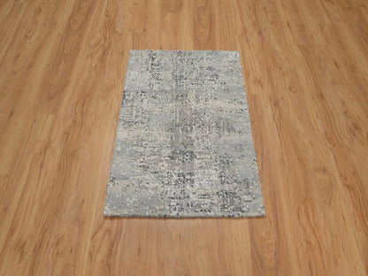 Grey 2'0" x 3'0" Modern / Contemporary Hand knotted Wool Rug - Sku: O091278