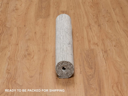 Grey 3'0" x 5'1" Modern / Contemporary Hand knotted Wool Rug - Sku: O091280