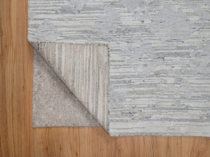 Grey 4'1" x 6'0" Modern / Contemporary Hand knotted Wool Rug - Sku: O091281