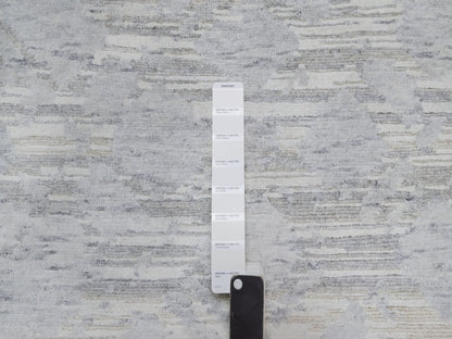 Grey 4'1" x 6'0" Modern / Contemporary Hand knotted Wool Rug - Sku: O091281