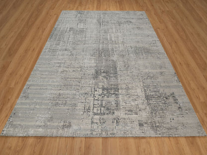 Grey 8'2" x 10'1" Modern / Contemporary Hand knotted Wool Rug - Sku: O091282