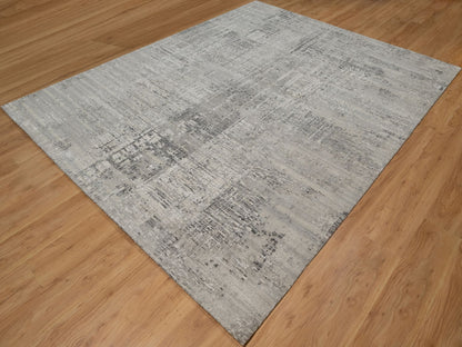Grey 8'2" x 10'1" Modern / Contemporary Hand knotted Wool Rug - Sku: O091282