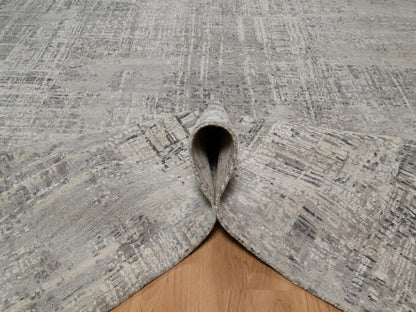 Grey 8'2" x 10'1" Modern / Contemporary Hand knotted Wool Rug - Sku: O091282