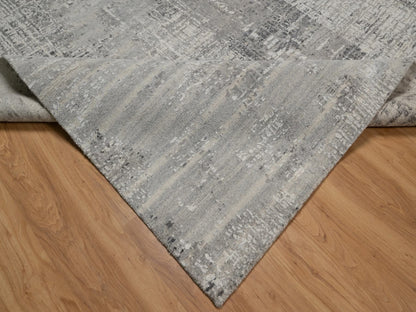 Grey 8'2" x 10'1" Modern / Contemporary Hand knotted Wool Rug - Sku: O091282