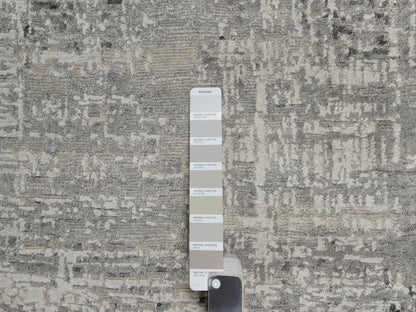 Grey 8'2" x 10'1" Modern / Contemporary Hand knotted Wool Rug - Sku: O091282