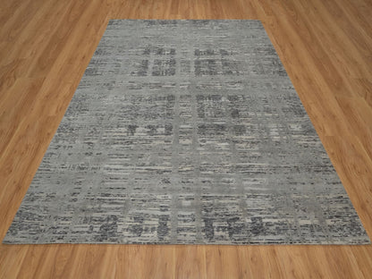 Grey 8'1" x 9'11" Modern / Contemporary Hand knotted Wool Rug - Sku: O091283