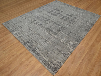 Grey 8'1" x 9'11" Modern / Contemporary Hand knotted Wool Rug - Sku: O091283