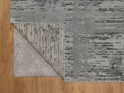 Grey 8'1" x 9'11" Modern / Contemporary Hand knotted Wool Rug - Sku: O091283