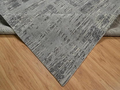 Grey 8'1" x 9'11" Modern / Contemporary Hand knotted Wool Rug - Sku: O091283