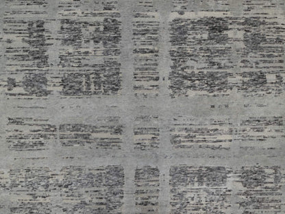 Grey 8'1" x 9'11" Modern / Contemporary Hand knotted Wool Rug - Sku: O091283